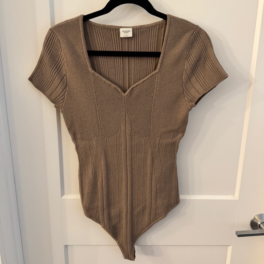 Abercrombie & Fitch Brown Ribbed Bodysuit